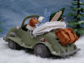 Achterkant Morris & Miny op Wintersport